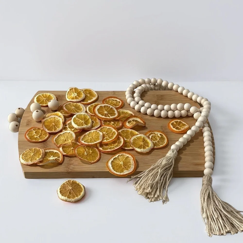 Handmade Wood Bead Garland | 58” Boho Farmhouse Tassel Decor | Gift Ready - Picture 10 of 16